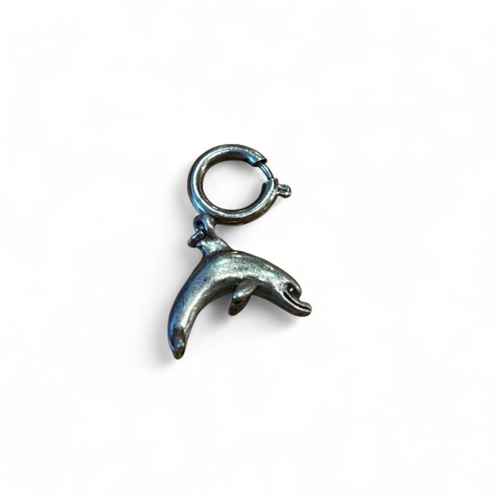 VTG Dolphin Charm Pendant Jewelry Jumping Ocean Marine Animal Unmarked